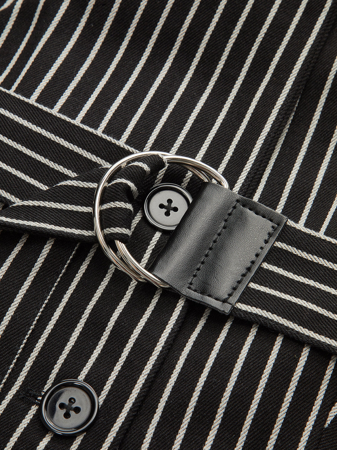 Cotton-Blend Striped Belted Longline Vest