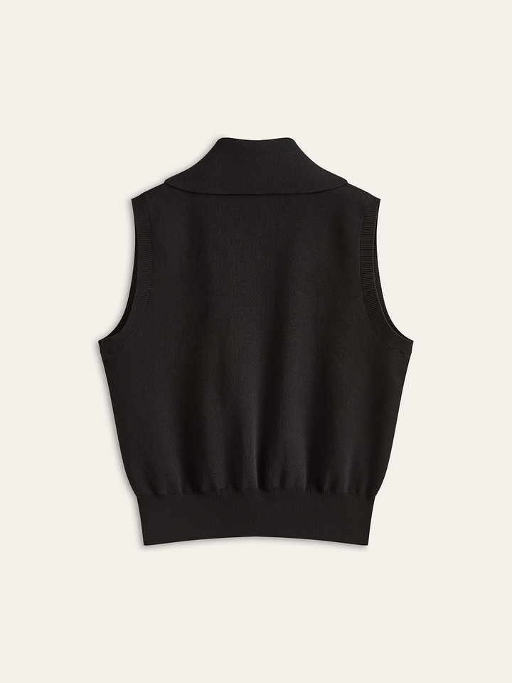 Denim Placket Button Knit Vest