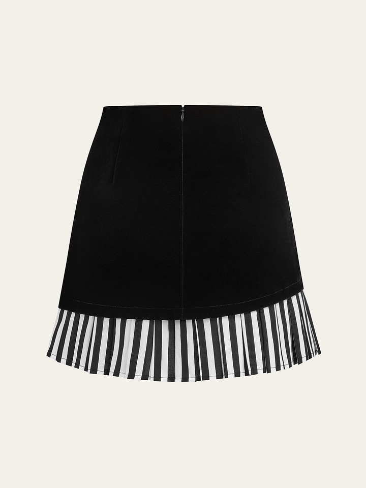 Asymmetric Contrast Striped Hem Mini Skirt