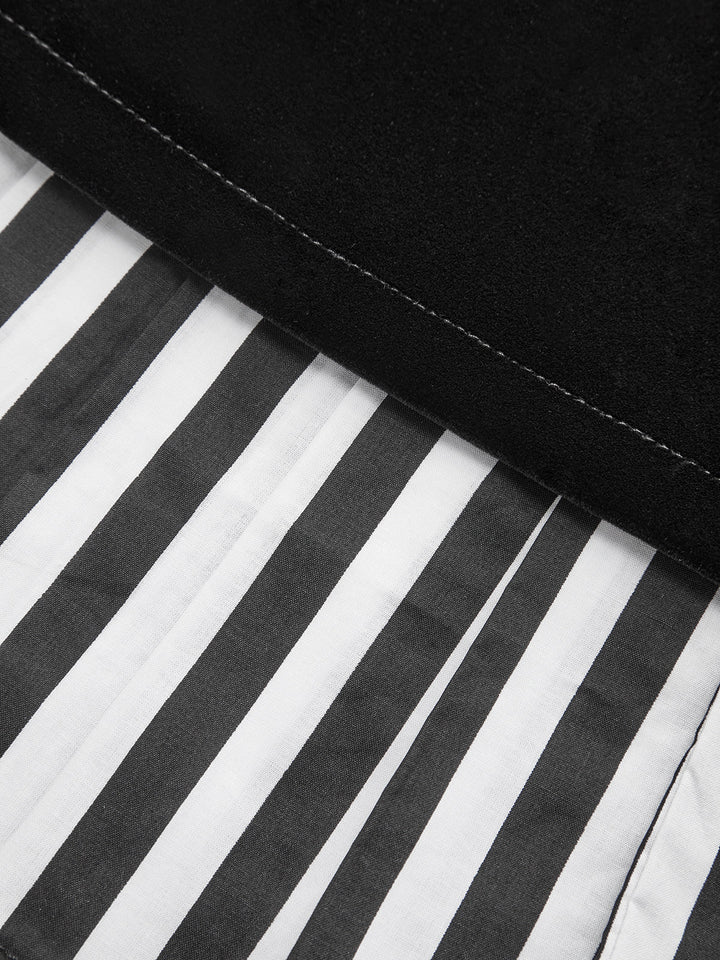 Asymmetric Contrast Striped Hem Mini Skirt