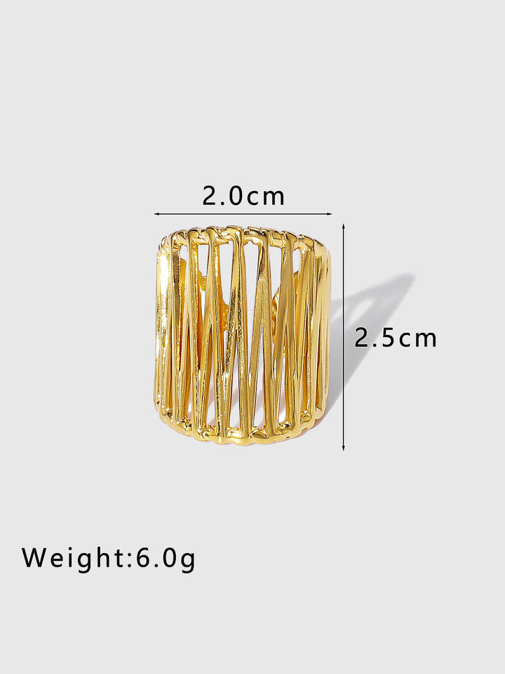 Golden Geometric Cut-Out Ring