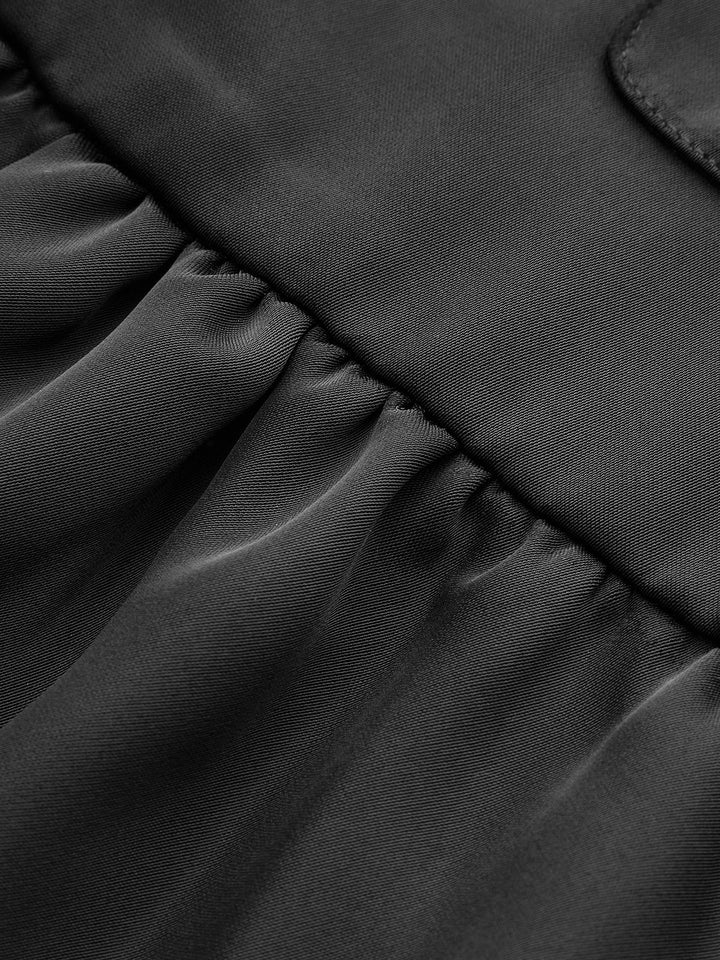 Ruffled Hem Metal Button Mini Dress Without Belt