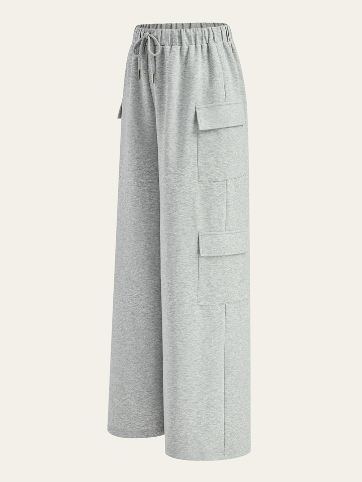 Drawstring Waist Wide Leg Cargo Pants