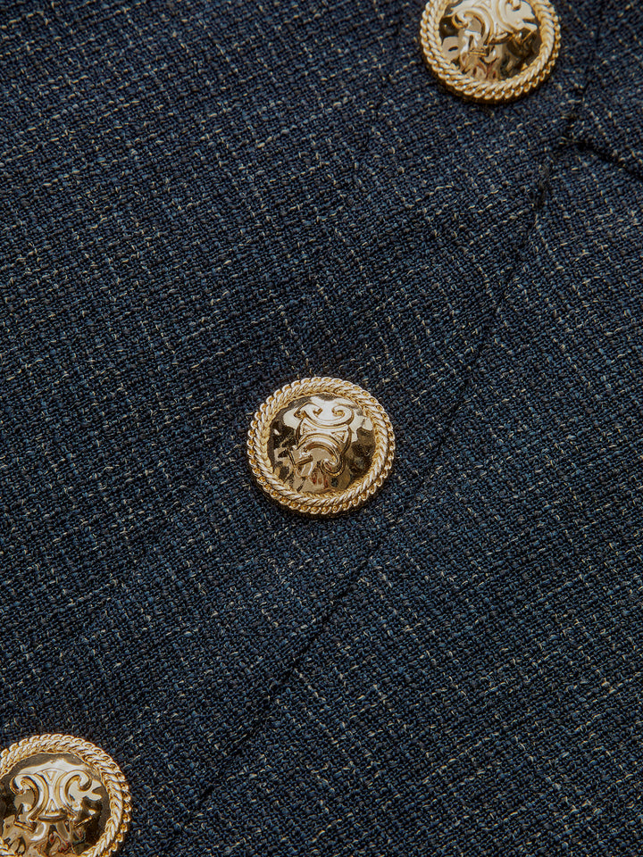 Metal Detail Ruffled Hem Mini Skirt