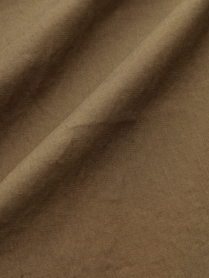 Cotton Blend Ruched Long Sleeve Shirt