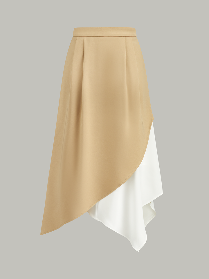 Two-Tone Asymmetric Midi Skirt