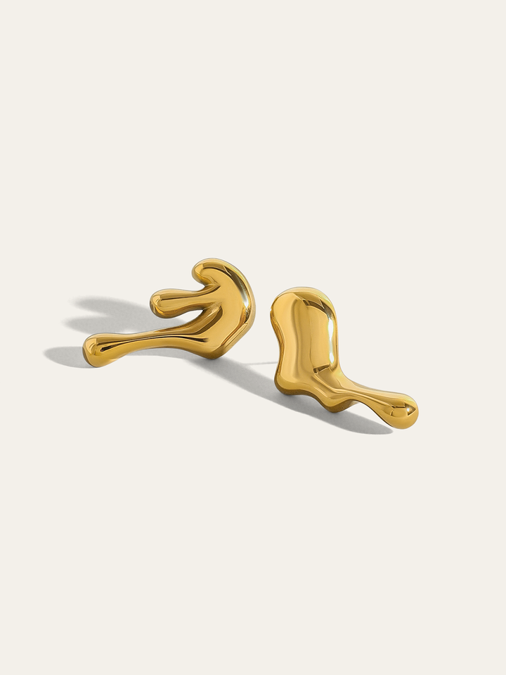 Golden Irregular Sculptural Stud Earrings