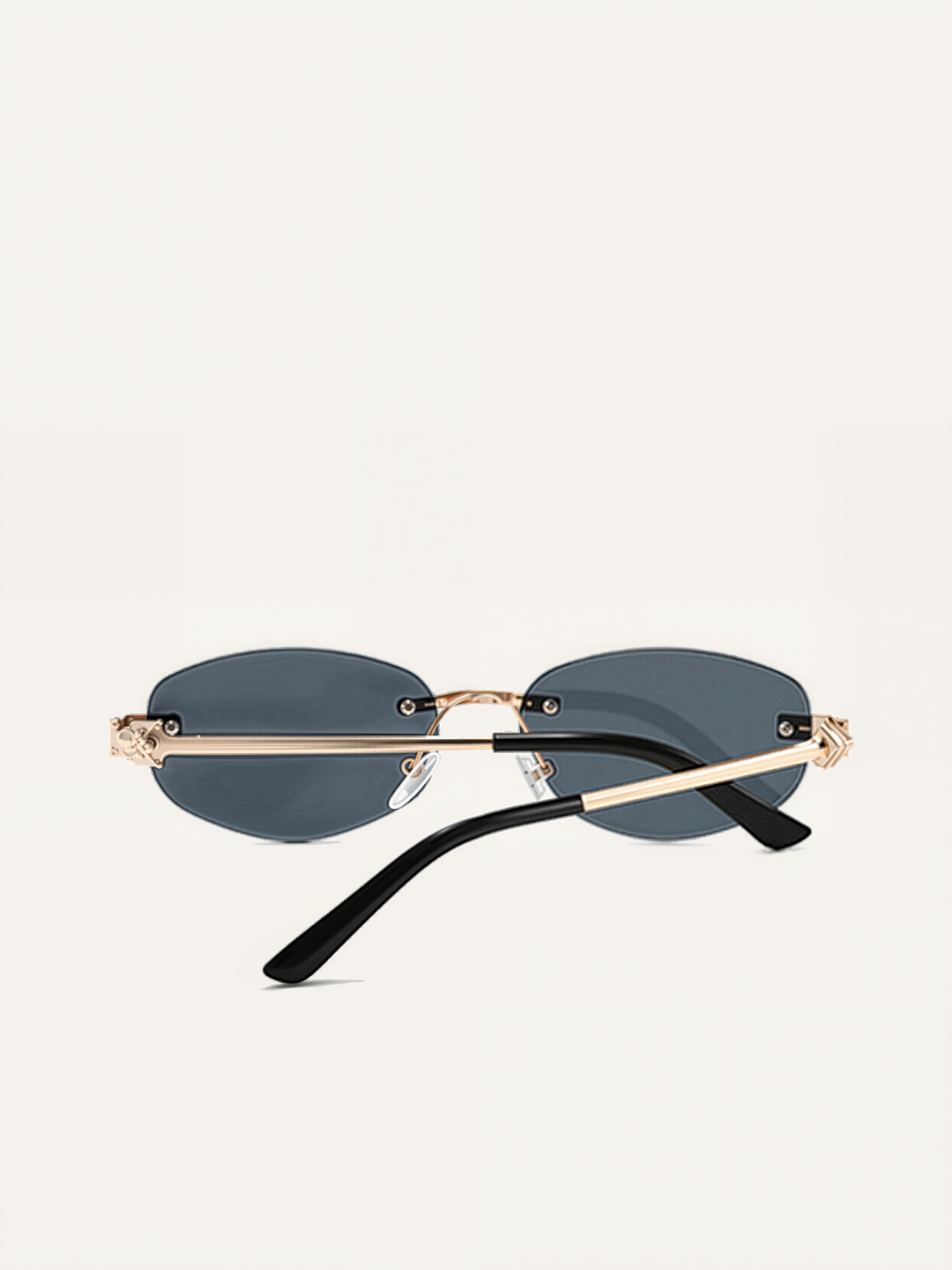 Golden Rimless Oval Sunglasses