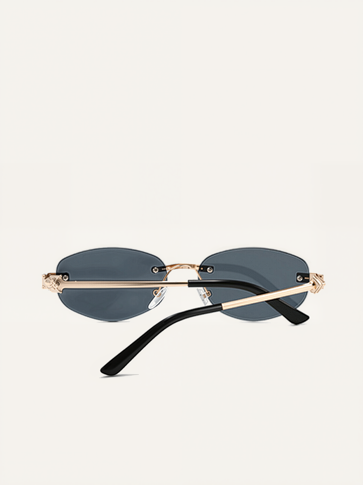 Golden Rimless Oval Sunglasses