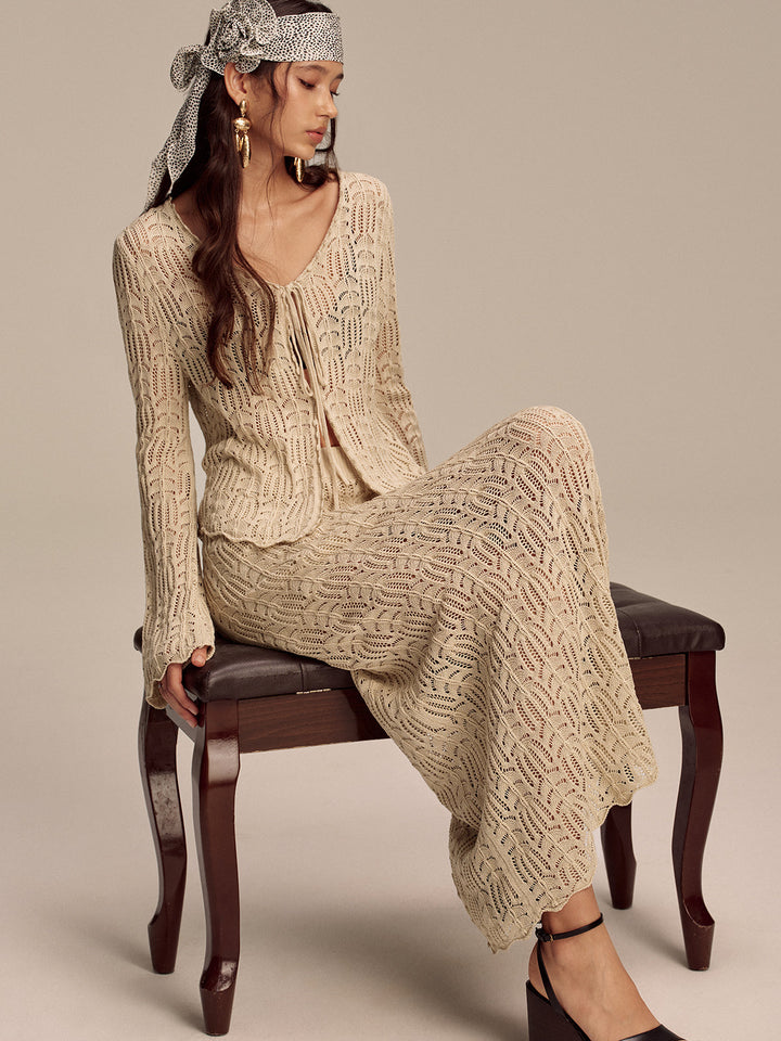 Tencel Flared Sleeve Knit Skirt Set