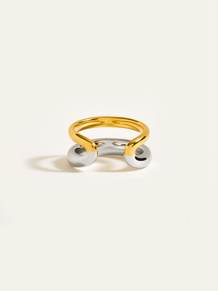 Two-Tone Layered Geometric Ring