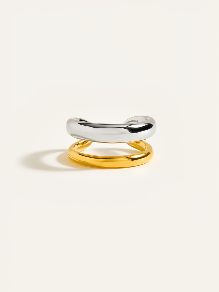 Two-Tone Layered Geometric Ring
