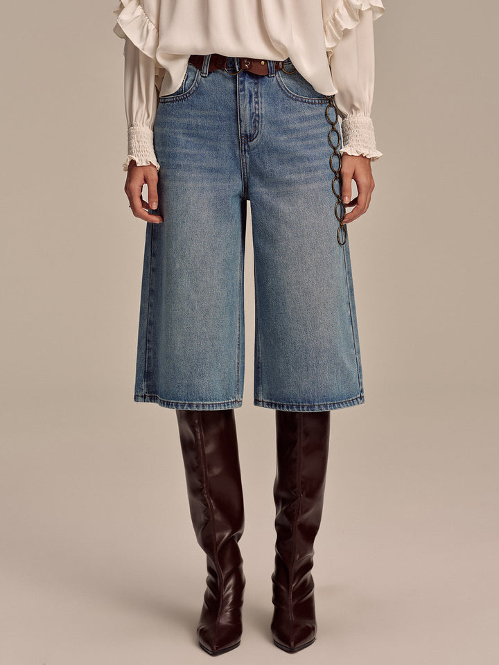 Mid-Waist Wide-Leg Jeans without Belt