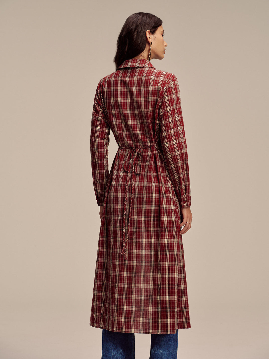 Plaid Button Front Shirt Dress