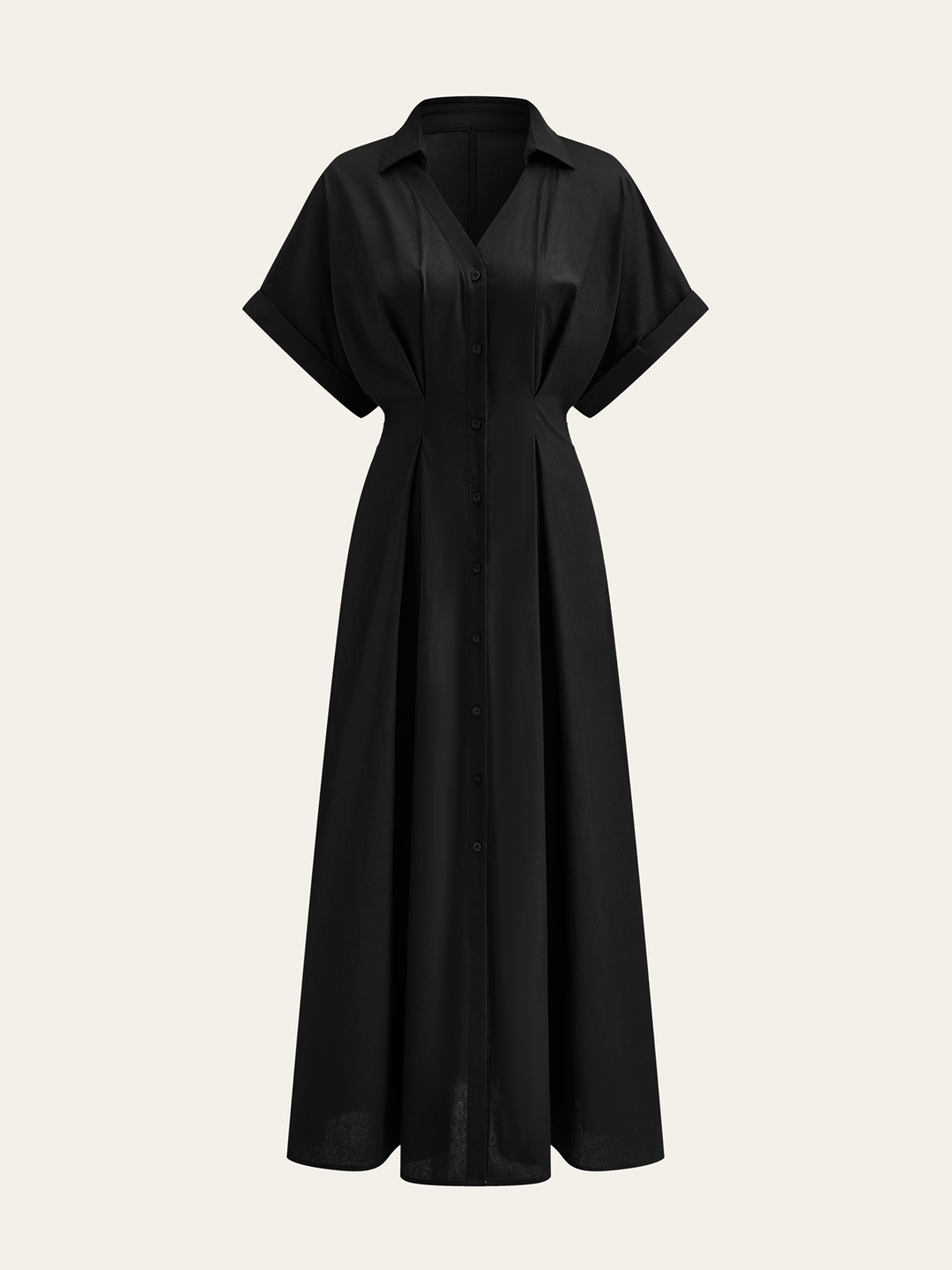 Pleated Button-Front Shirt Dress