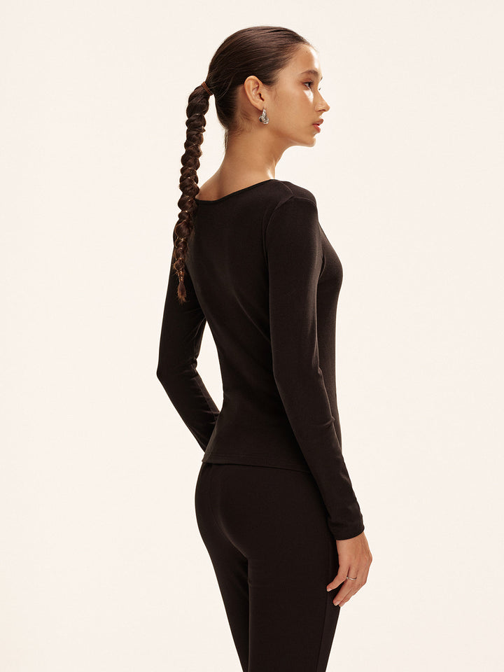 Asymmetric Cut-Out Long-Sleeve T-Shirt