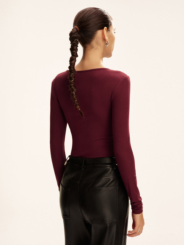 Asymmetric Twist Long-Sleeve Top