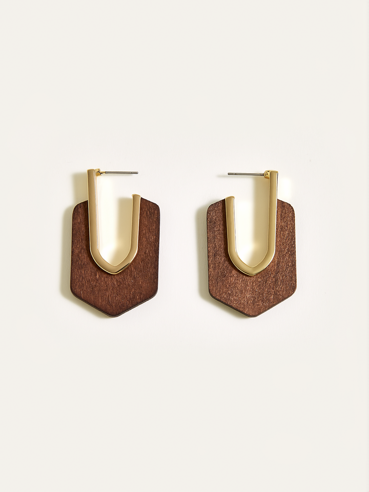Wood Geometric Earrings