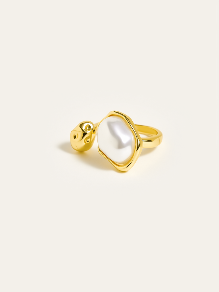 Golden Pearl Open Ring