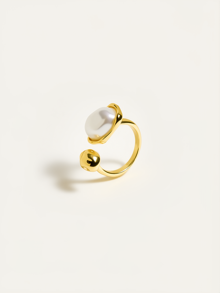 Golden Pearl Open Ring