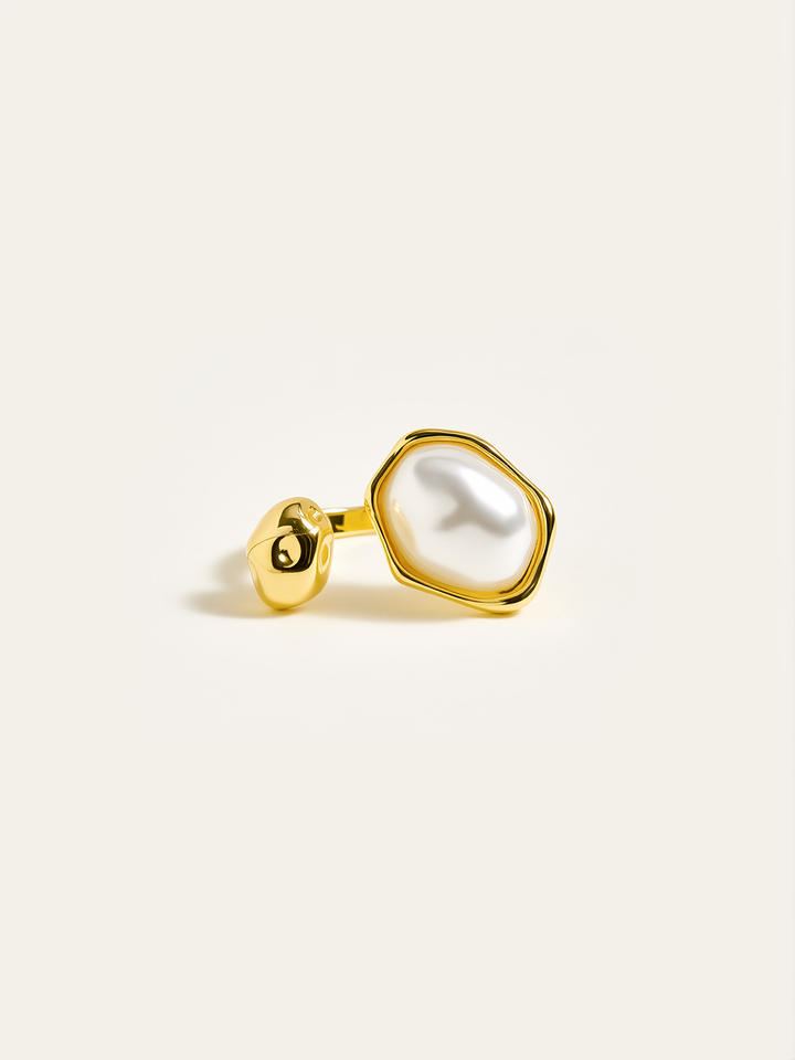Golden Pearl Open Ring