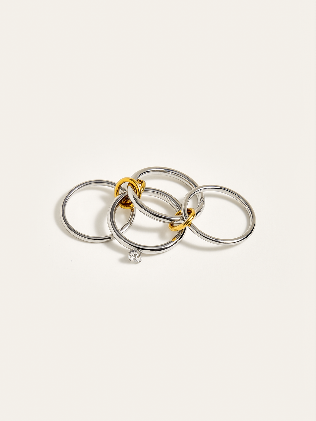 Two-Tone Layered Ring with Diamond Accent