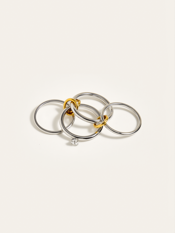 Two-Tone Layered Ring with Diamond Accent