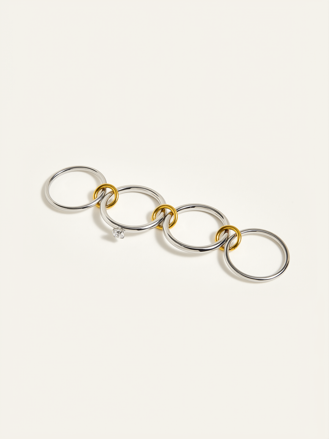 Two-Tone Layered Ring with Diamond Accent