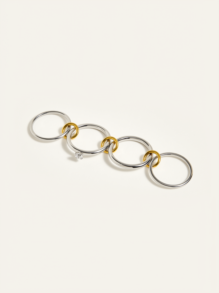 Two-Tone Layered Ring with Diamond Accent