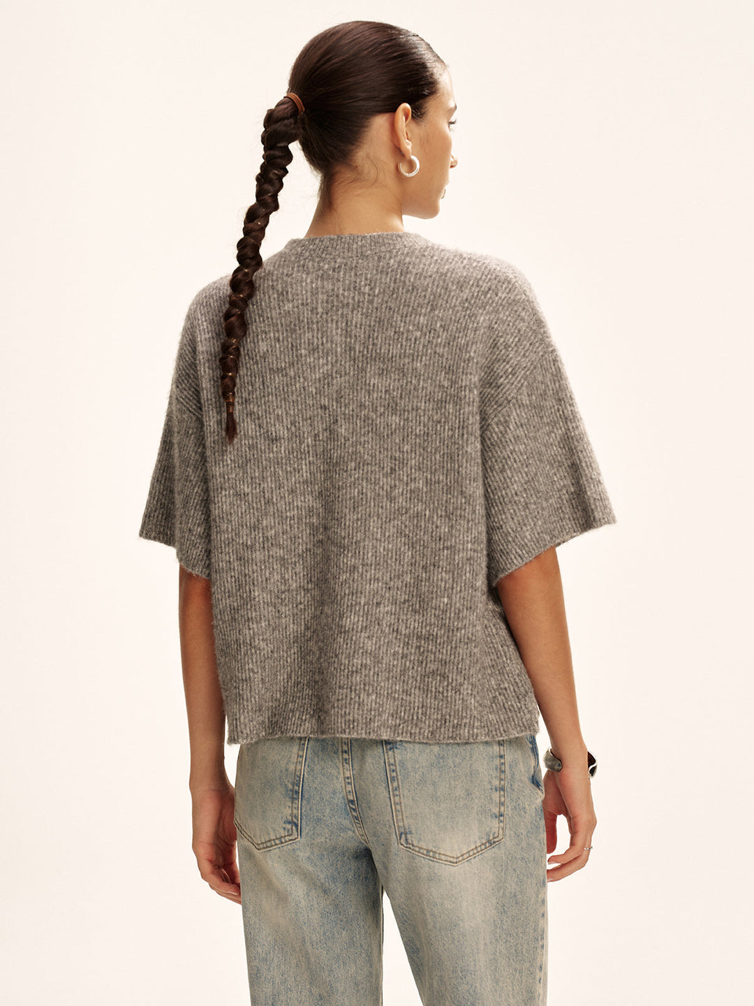 Wool-Blend Short-Sleeved Cardigan