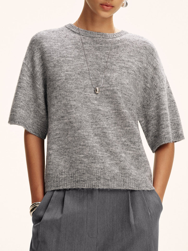 Wool-Blend Short Sleeve Sweater