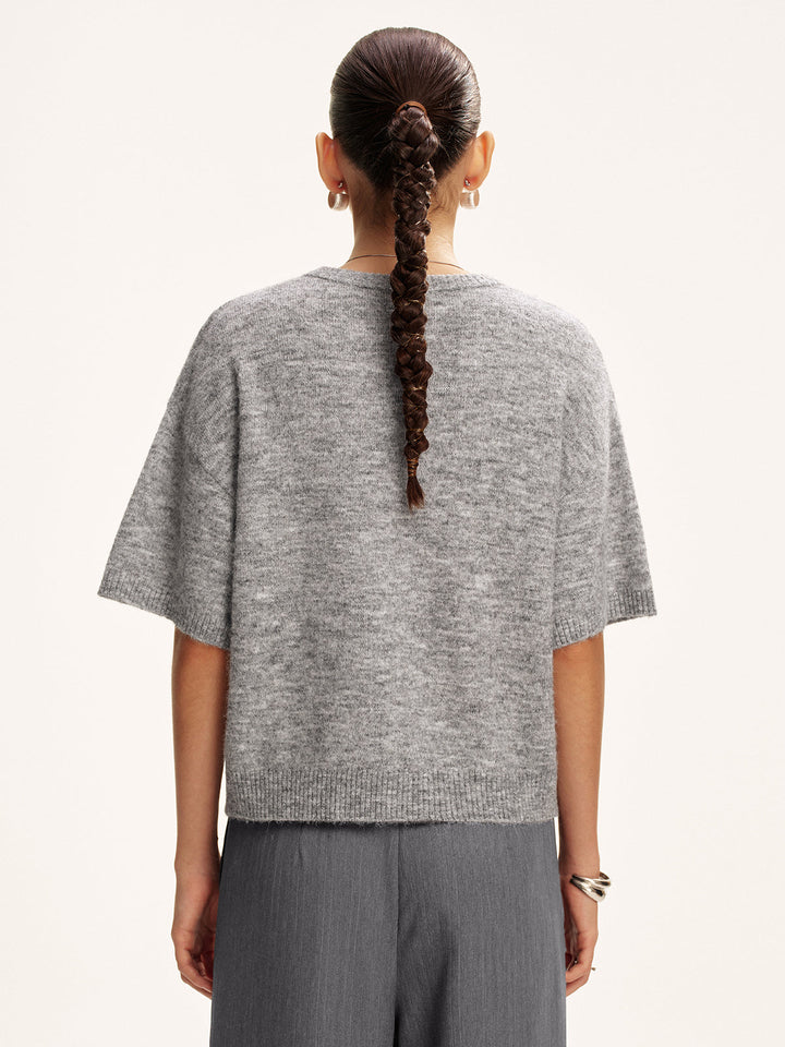 Wool-Blend Short Sleeve Sweater