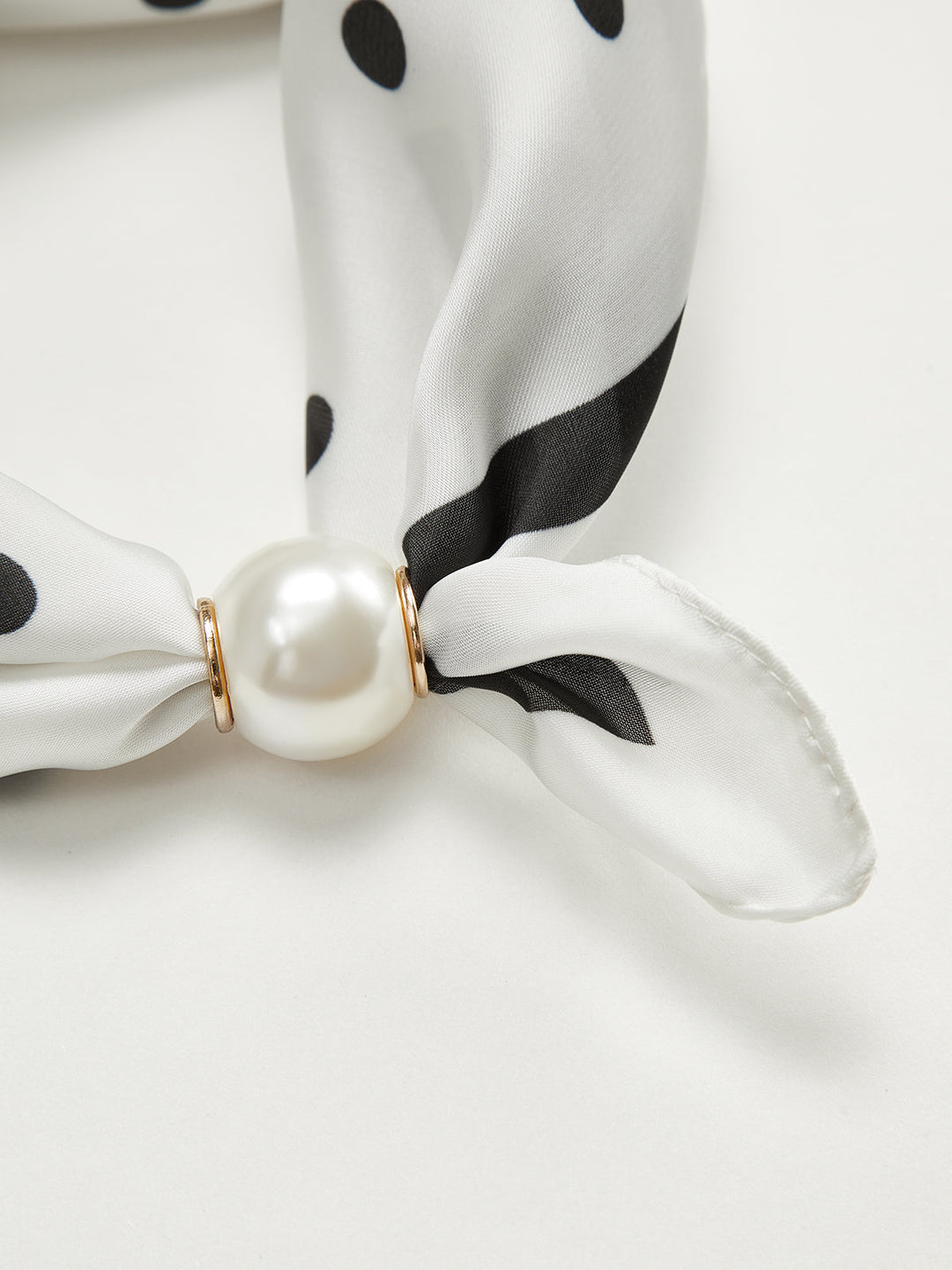 Polka Dot Neck Scarf with Pearl Magnetic Closure