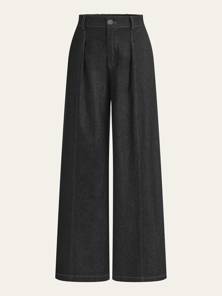 Mid-Waisted Wide-Leg Denim Pants