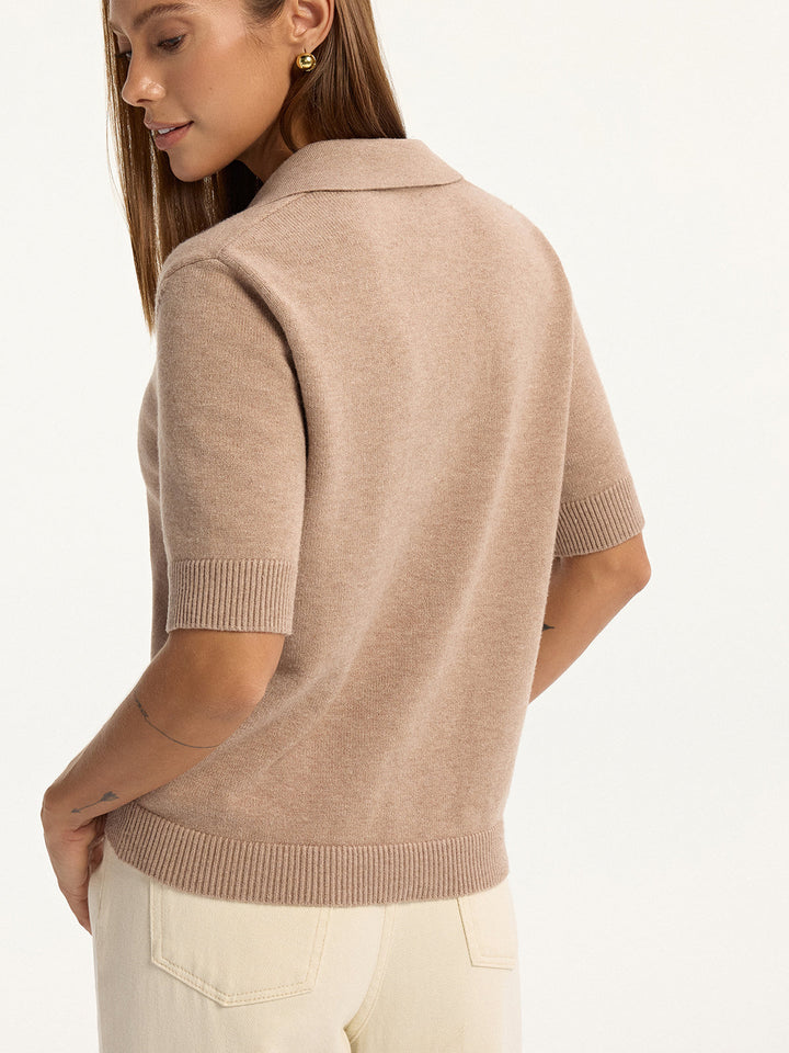 Short-Sleeved Knit Polo Top