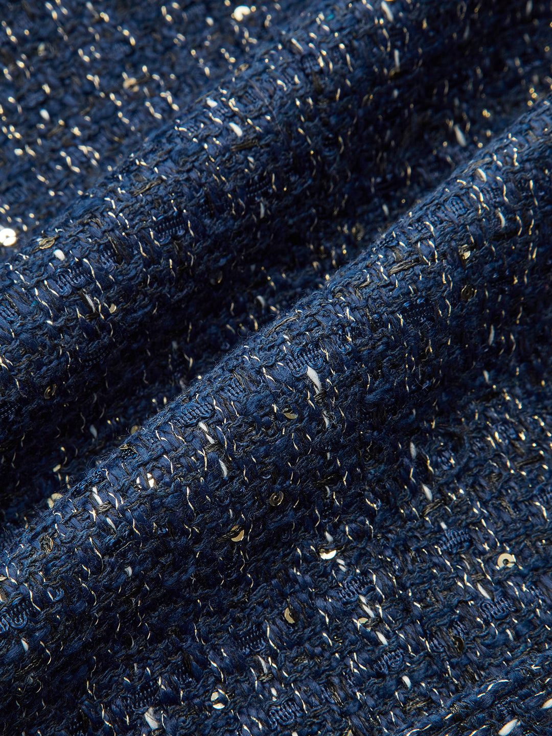 Tweed Short-Sleeved Blazer with Belt