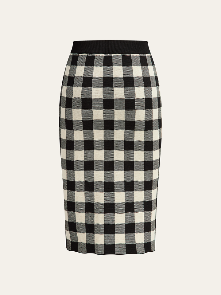Checkered Cami Peplum Top and Skirt Set