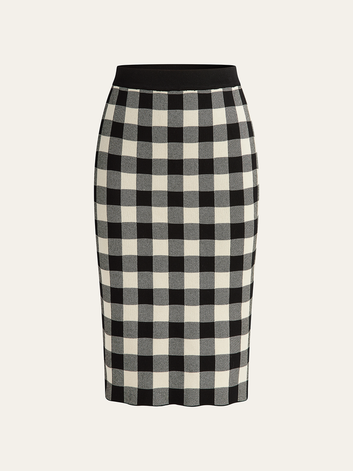 Checkered Cami Peplum Top and Skirt Set