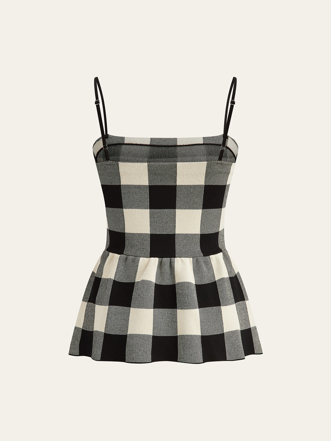 Checkered Cami Peplum Top and Skirt Set