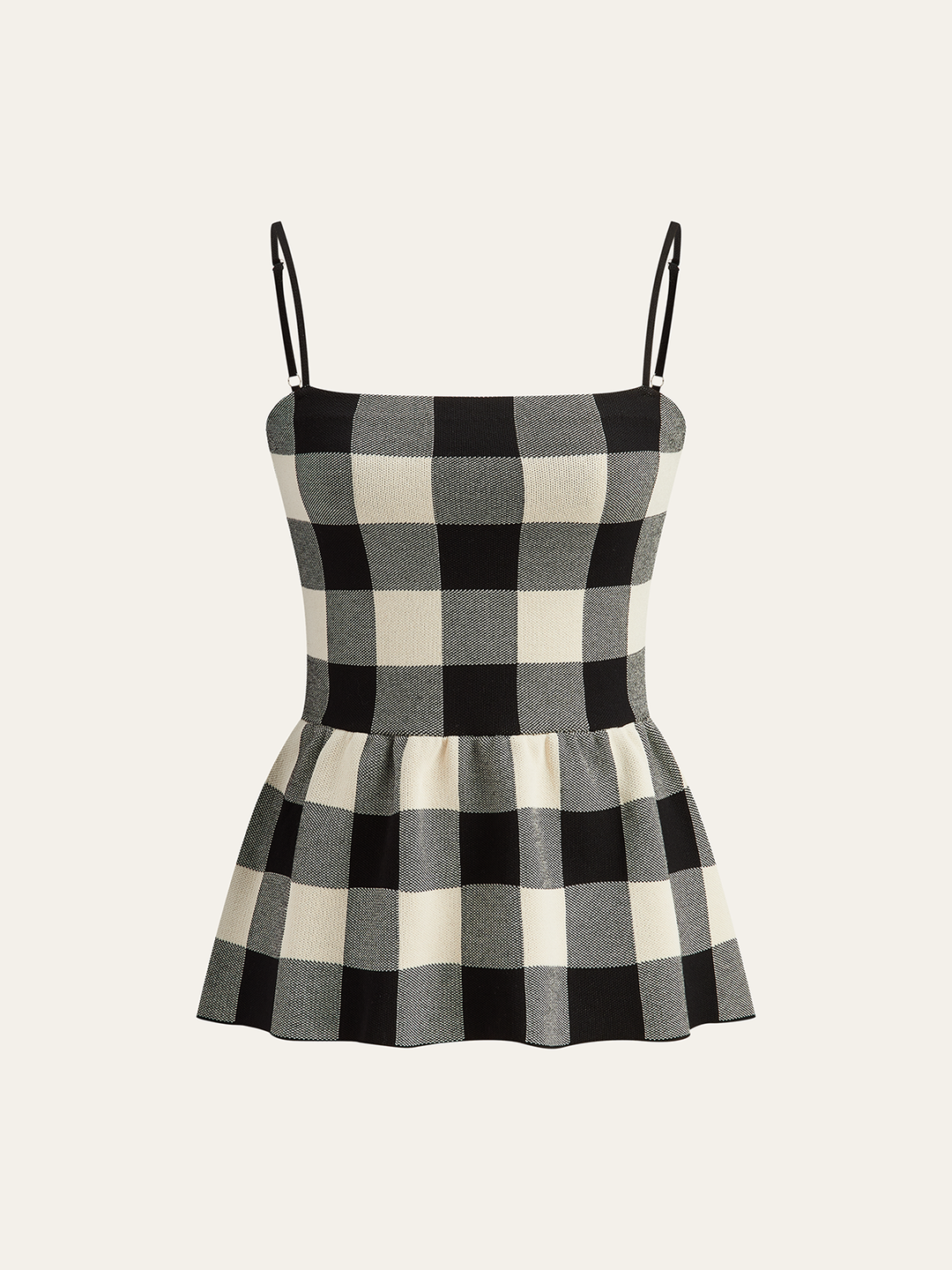 Checkered Cami Peplum Top and Skirt Set