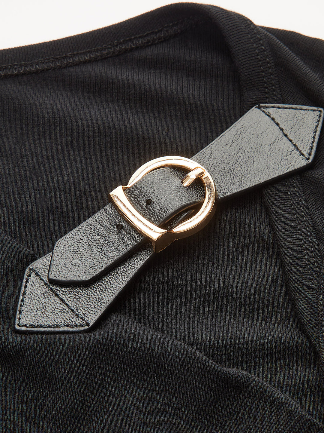 Asymmetric Ruched Top with Buckle Detail