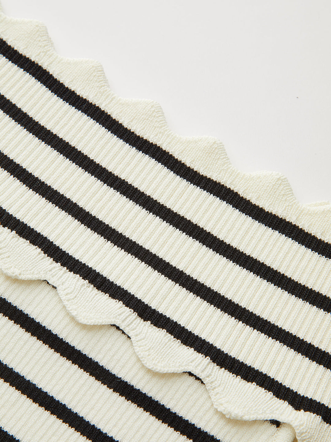 Striped Off-Shoulder Metal Button Knit Top