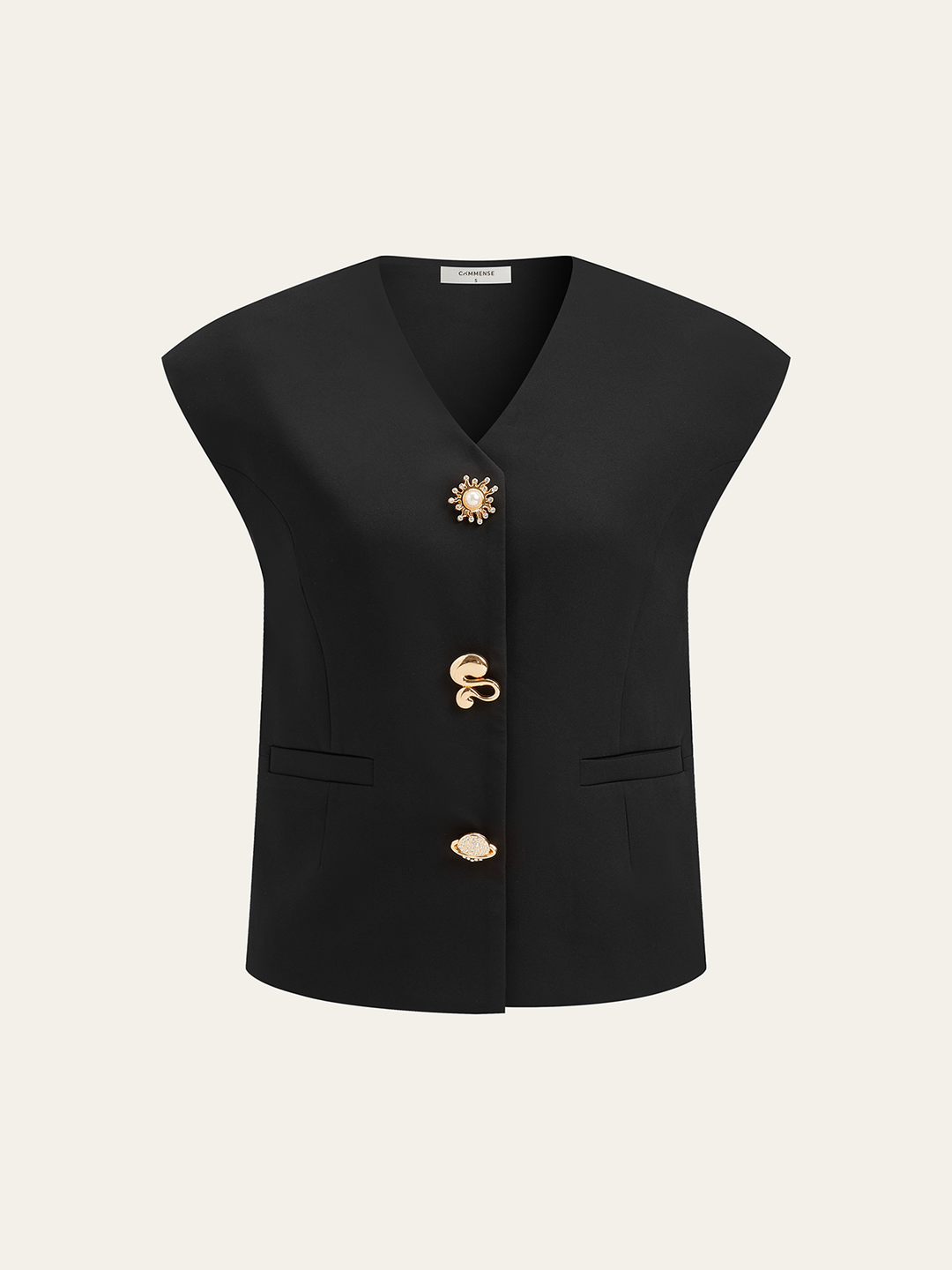 Metal Detail Cap Sleeve Vest