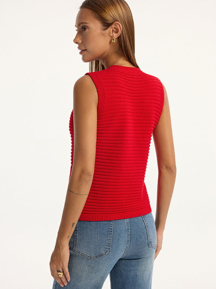 Metal Button Pocket Sweater Vest