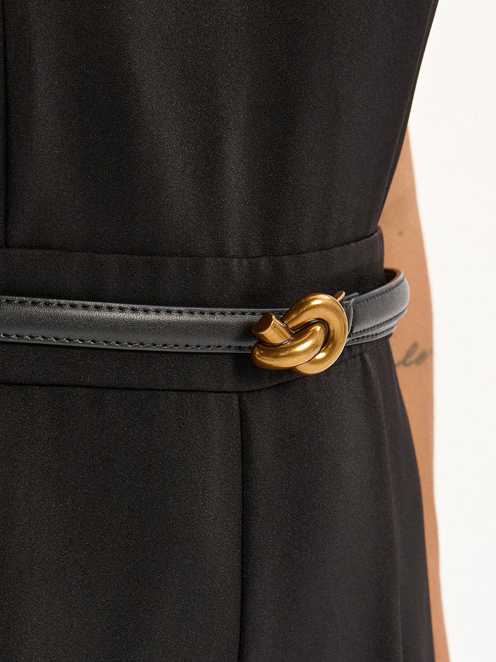 Leather Twist Buckle Belt