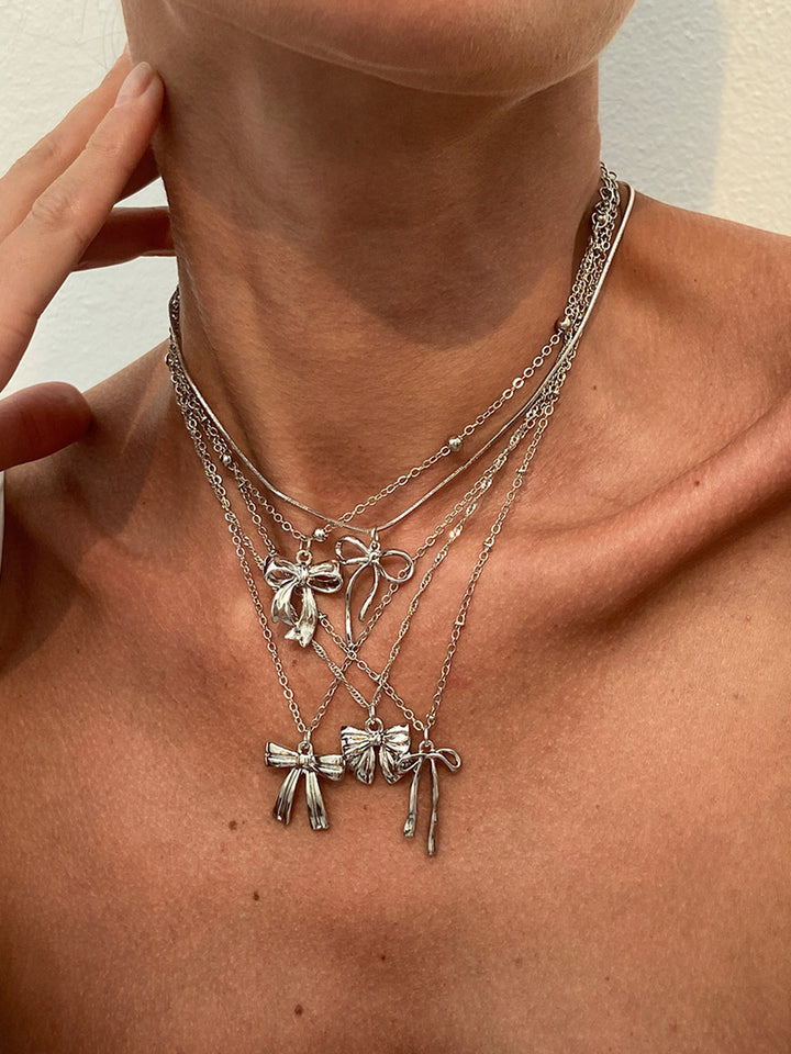 5pcs Bow Charm Necklace Set