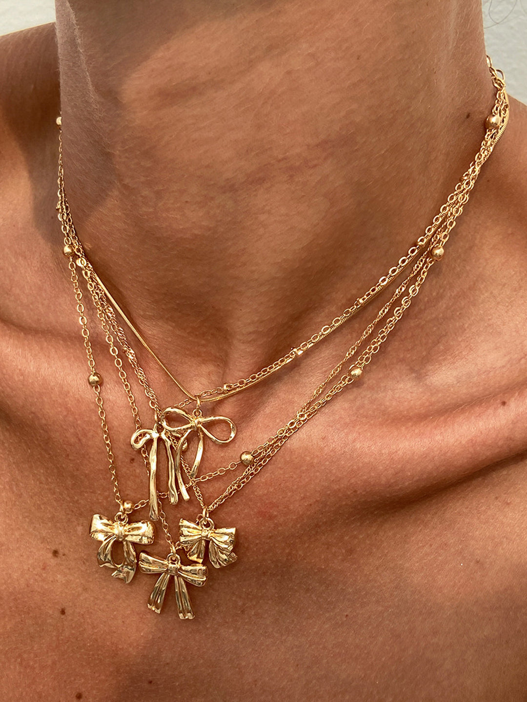 5pcs Bow Charm Necklace Set