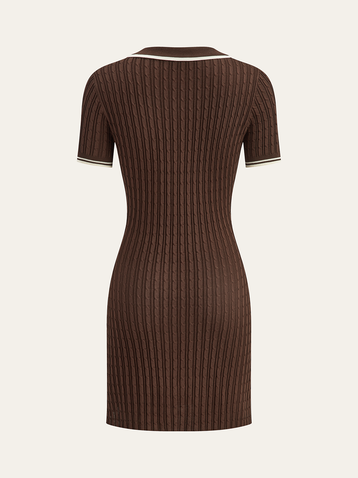 Cable-Knit Short-Sleeve Polo Dress