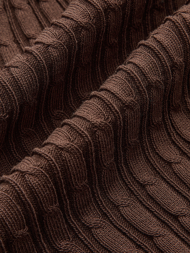 Cable-Knit Short-Sleeve Polo Dress