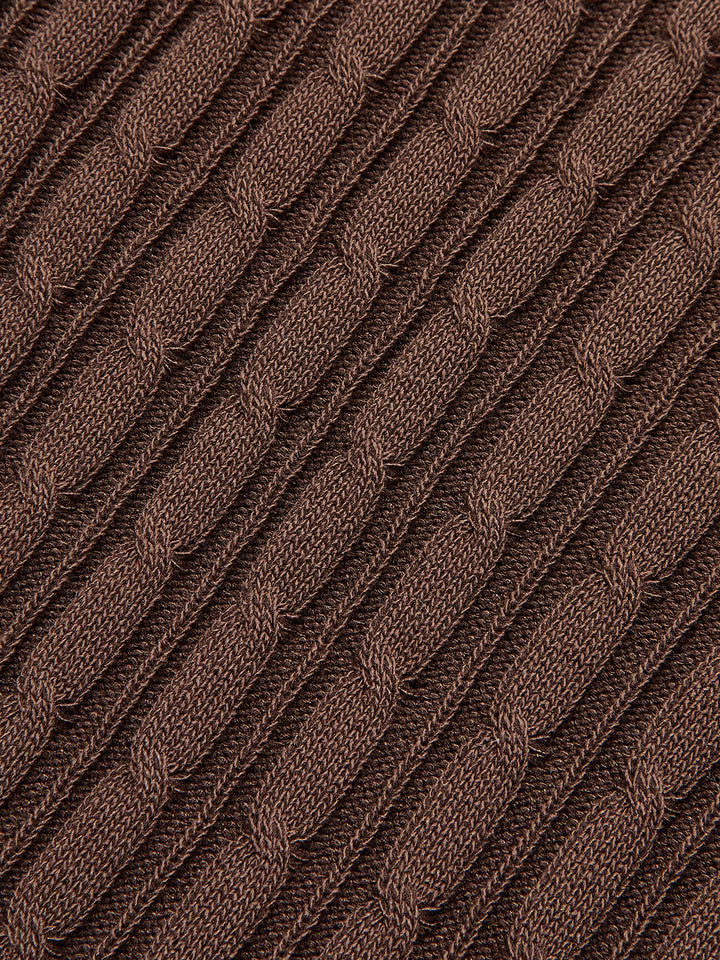 Cable-Knit Short-Sleeve Polo Dress